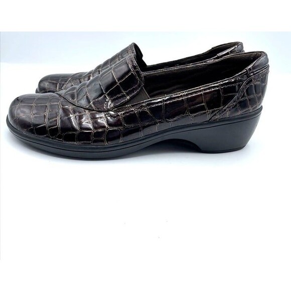 Clarks Bendables MAY POPPY Brown Croc Embossed Slip On Loafers WOMENS SIZE 9.5N - Picture 3 of 7
